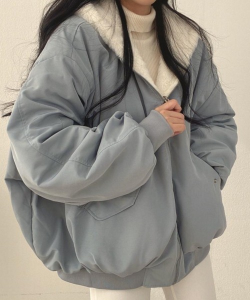 Ritzy（リッツィー）の「2way リバーシブル フードボアブルゾン（ブルゾン・レディース・ブラック/ホワイト/グレー/カーキ・M/L）」の10枚目の写真