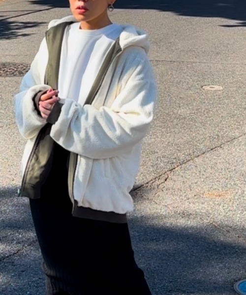 Ritzy（リッツィー）の「2way リバーシブル フードボアブルゾン（ブルゾン・レディース・ブラック/ホワイト/グレー/カーキ・M/L）」の20枚目の写真