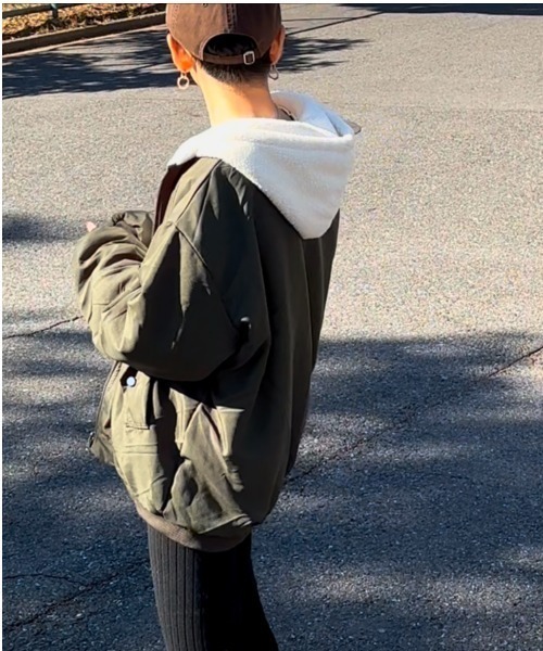 Ritzy（リッツィー）の「2way リバーシブル フードボアブルゾン（ブルゾン・レディース・ブラック/ホワイト/グレー/カーキ・M/L）」の22枚目の写真