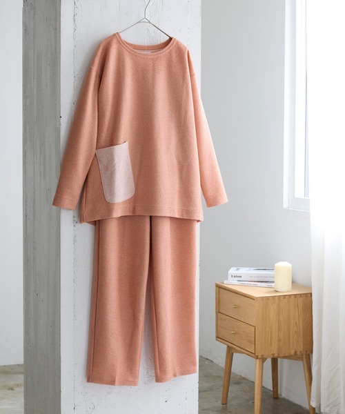 une nana cool（ウンナナクール）の「ビンテージパイル スウェットデザインパジャマ（ルームウェア/パジャマ・レディース・グレー/ブラック/コーラル・M）」の3枚目の写真