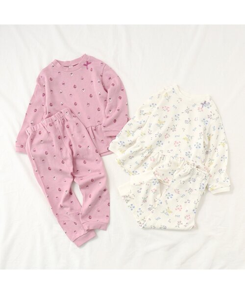 apres les cours(アプレレクール)の「いちご・花柄パジャマ(ルームウェア/パジャマ・キッズ・ピンク/アイボリー・130/100/80/120/90/110)」の3枚目の写真