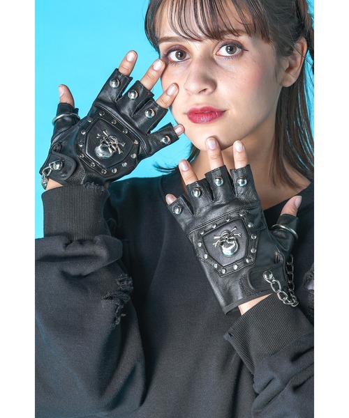 an meets zakka ロッキン装飾指抜きレザーグローブ（手袋）｜ankoROCK（アンコロック）