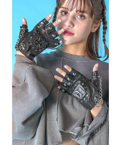 an meets zakka ロッキン装飾指抜きレザーグローブ（手袋）｜ankoROCK（アンコロック）