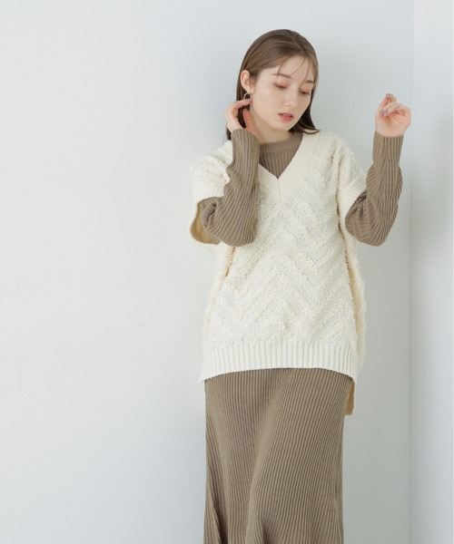 N.（N. Natural Beauty Basic）（エヌエヌナチュラルビューティーベーシック）の「◆ジャガードベスト＆ニットワンピースセット（ワンピース・レディース・ベージュ/ブラック/グレー・MEDIUM）」の22枚目の写真