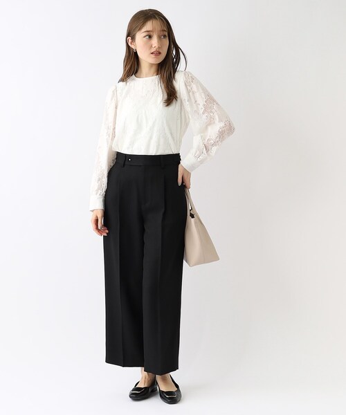 index（インデックス）の「◆レースパフスリーブブラウス/シアー【洗濯機洗い可】（シャツ/ブラウス・レディース・ブラック/オレンジ/オフホワイト・42/36/40/38）」の5枚目の写真