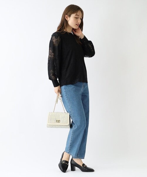 index（インデックス）の「◆レースパフスリーブブラウス/シアー【洗濯機洗い可】（シャツ/ブラウス・レディース・ブラック/オレンジ/オフホワイト・42/36/40/38）」の8枚目の写真