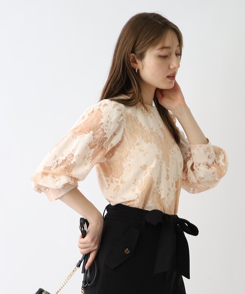 index（インデックス）の「◆レースパフスリーブブラウス/シアー【洗濯機洗い可】（シャツ/ブラウス・レディース・ブラック/オレンジ/オフホワイト・42/36/40/38）」の12枚目の写真