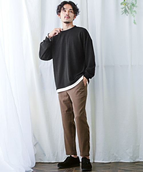 LUXSTYLE（ラグスタイル）の「フェイクレイヤードBIGトレーナー（スウェット・メンズ・ホワイト/ブラック/ブルー/グレイッシュベージュ/チャコール・M/L/XL）」の11枚目の写真