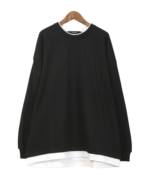 LUXSTYLE（ラグスタイル）の「フェイクレイヤードBIGトレーナー（スウェット・メンズ・ホワイト/ブラック/ブルー/グレイッシュベージュ/チャコール・M/L/XL）」の16枚目の写真