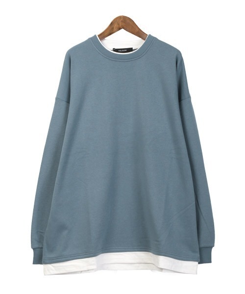 LUXSTYLE（ラグスタイル）の「フェイクレイヤードBIGトレーナー（スウェット・メンズ・ホワイト/ブラック/ブルー/グレイッシュベージュ/チャコール・M/L/XL）」の17枚目の写真