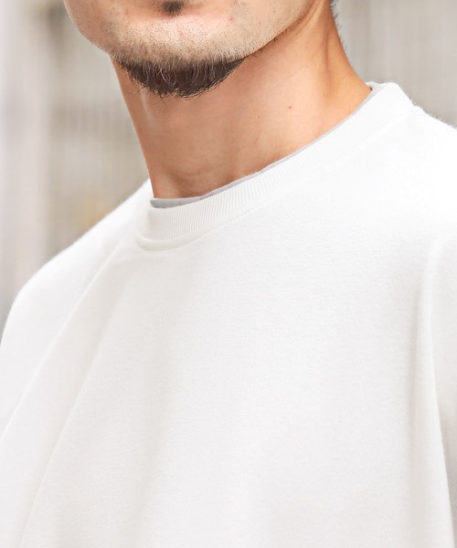 LUXSTYLE（ラグスタイル）の「フェイクレイヤードBIGトレーナー（スウェット・メンズ・ホワイト/ブラック/ブルー/グレイッシュベージュ/チャコール・M/L/XL）」の18枚目の写真