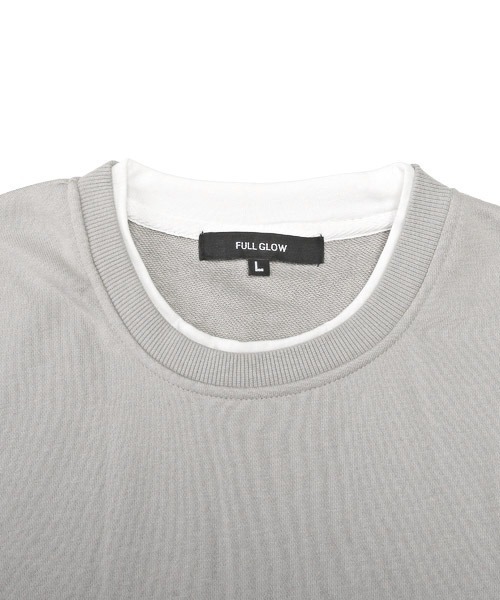 LUXSTYLE（ラグスタイル）の「フェイクレイヤードBIGトレーナー（スウェット・メンズ・ホワイト/ブラック/ブルー/グレイッシュベージュ/チャコール・M/L/XL）」の20枚目の写真