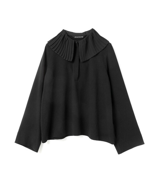 mizuiroind(ミズイロインド)の「mizuiro ind プリーツカラーシャツプルオーバー(シャツ/ブラウス・レディース・ブラック/アイボリー/ネイビー・FREE)」の4枚目の写真