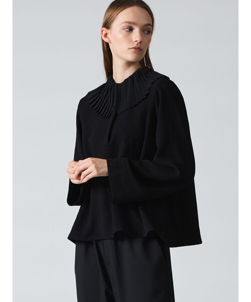 mizuiroind(ミズイロインド)の「mizuiro ind プリーツカラーシャツプルオーバー(シャツ/ブラウス・レディース・ブラック/アイボリー/ネイビー・FREE)」の8枚目の写真