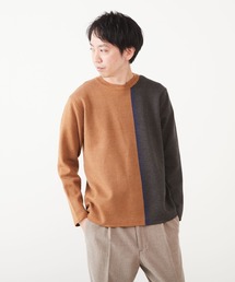 パネルジャガードクルーネックセーター