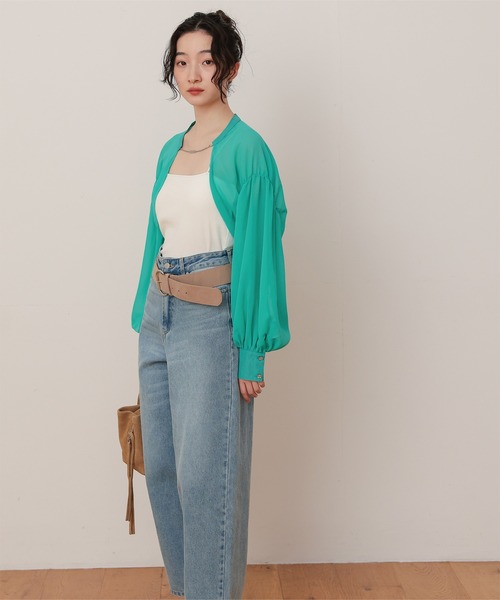 miette(ミエット)の「フロントチェーンボリュームスリーブシアーボレロ(カーディガン/ボレロ・レディース・オフホワイト/ピンク/ブルーグリーン/ブラック・FREE)」の13枚目の写真