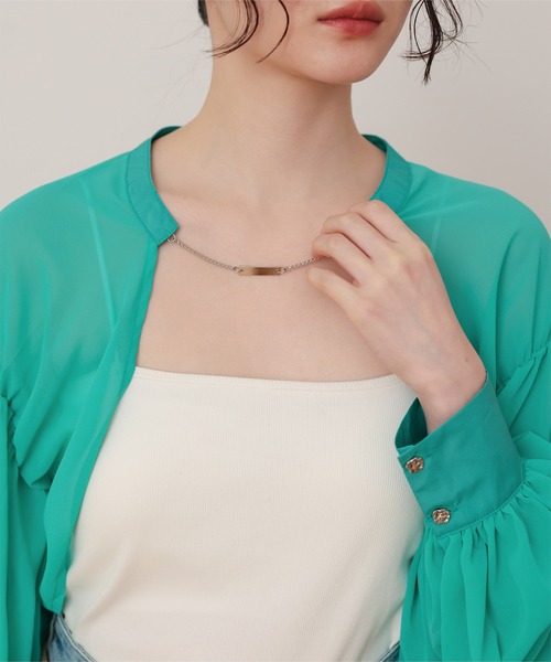 miette(ミエット)の「フロントチェーンボリュームスリーブシアーボレロ(カーディガン/ボレロ・レディース・オフホワイト/ピンク/ブルーグリーン/ブラック・FREE)」の16枚目の写真