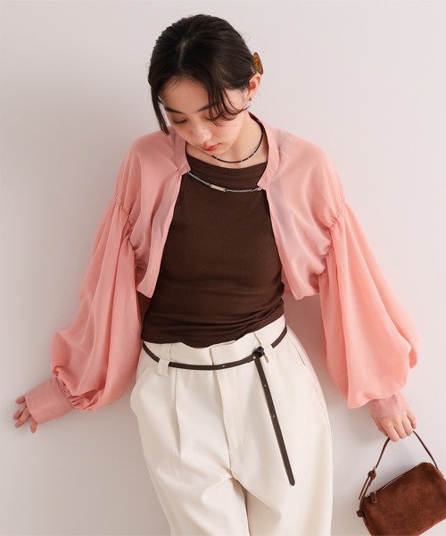 miette(ミエット)の「フロントチェーンボリュームスリーブシアーボレロ(カーディガン/ボレロ・レディース・オフホワイト/ピンク/ブルーグリーン/ブラック・FREE)」の19枚目の写真