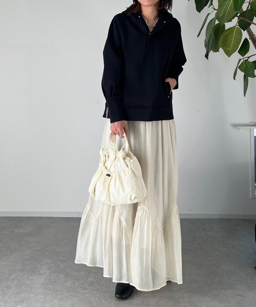 un dix cors(アンディコール)の「スキッパーフードニット(パーカー・レディース・グレイッシュベージュ/ブラック/ブルー・FREE)」の13枚目の写真