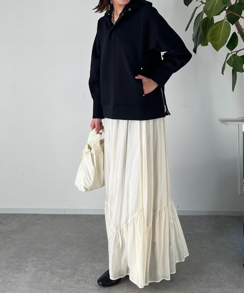 un dix cors(アンディコール)の「スキッパーフードニット(パーカー・レディース・グレイッシュベージュ/ブラック/ブルー・FREE)」の11枚目の写真