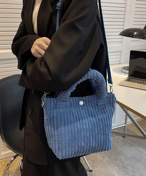 Miniministore(ミニミニストア)の「コーデュロイ ショルダーバッグ 2WAY(ショルダーバッグ・レディース・ホワイト/ベージュ/オレンジ/ブラック/ピンク/ブルー/アクア/グレー/ライム/グリーン・フリー)」の7枚目の写真