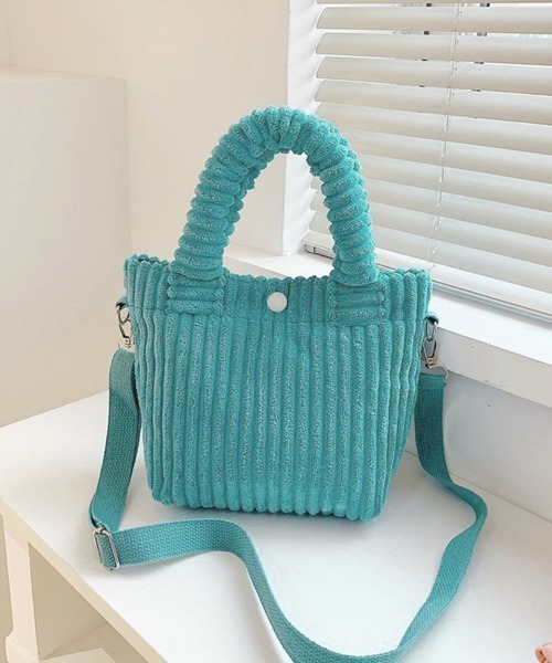 Miniministore(ミニミニストア)の「コーデュロイ ショルダーバッグ 2WAY(ショルダーバッグ・レディース・ホワイト/ベージュ/オレンジ/ブラック/ピンク/ブルー/アクア/グレー/ライム/グリーン・フリー)」の8枚目の写真