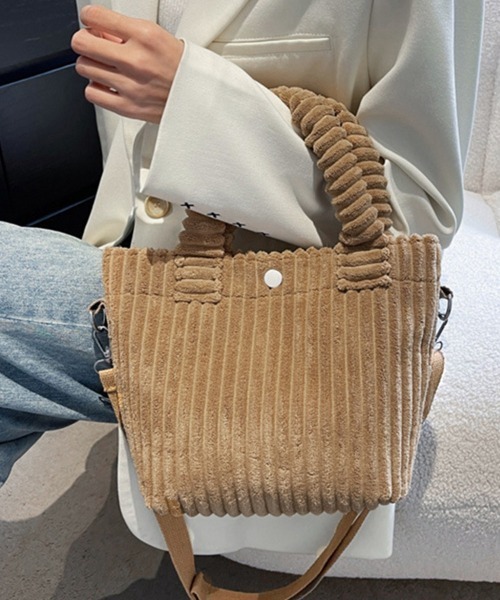 Miniministore(ミニミニストア)の「コーデュロイ ショルダーバッグ 2WAY(ショルダーバッグ・レディース・ホワイト/ベージュ/オレンジ/ブラック/ピンク/ブルー/アクア/グレー/ライム/グリーン・フリー)」の11枚目の写真