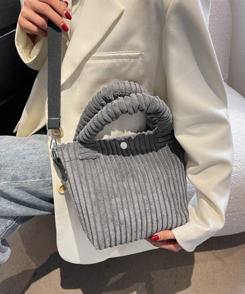 Miniministore(ミニミニストア)の「コーデュロイ ショルダーバッグ 2WAY(ショルダーバッグ・レディース・ホワイト/ベージュ/オレンジ/ブラック/ピンク/ブルー/アクア/グレー/ライム/グリーン・フリー)」の13枚目の写真