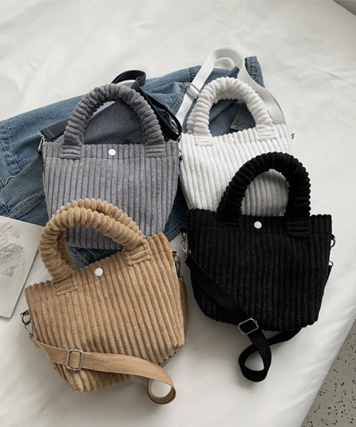 Miniministore(ミニミニストア)の「コーデュロイ ショルダーバッグ 2WAY(ショルダーバッグ・レディース・ホワイト/ベージュ/オレンジ/ブラック/ピンク/ブルー/アクア/グレー/ライム/グリーン・フリー)」の15枚目の写真