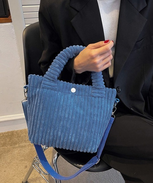 Miniministore(ミニミニストア)の「コーデュロイ ショルダーバッグ 2WAY(ショルダーバッグ・レディース・ホワイト/ベージュ/オレンジ/ブラック/ピンク/ブルー/アクア/グレー/ライム/グリーン・フリー)」の16枚目の写真