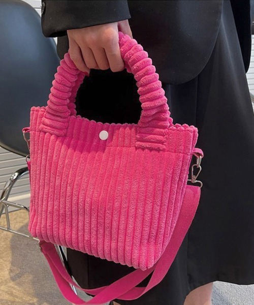 Miniministore(ミニミニストア)の「コーデュロイ ショルダーバッグ 2WAY(ショルダーバッグ・レディース・ホワイト/ベージュ/オレンジ/ブラック/ピンク/ブルー/アクア/グレー/ライム/グリーン・フリー)」の18枚目の写真