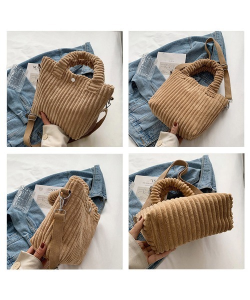 Miniministore(ミニミニストア)の「コーデュロイ ショルダーバッグ 2WAY(ショルダーバッグ・レディース・ホワイト/ベージュ/オレンジ/ブラック/ピンク/ブルー/アクア/グレー/ライム/グリーン・フリー)」の20枚目の写真