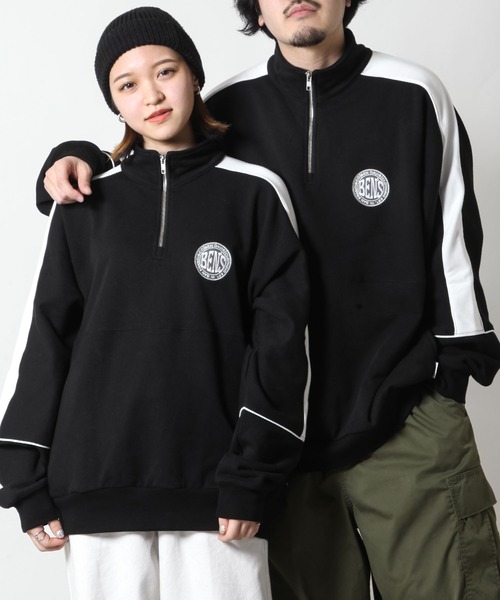 BEN DAVIS（ベンデイビス）の「【BEN DAVIS】 BD TRAINERS TOP / ハーフジップ 裏毛 スウェット（スウェット・メンズ・オートミール/オリーブ/ネイビー/ブラック・MEDIUM/LARGE/X-LARGE）」の5枚目の写真