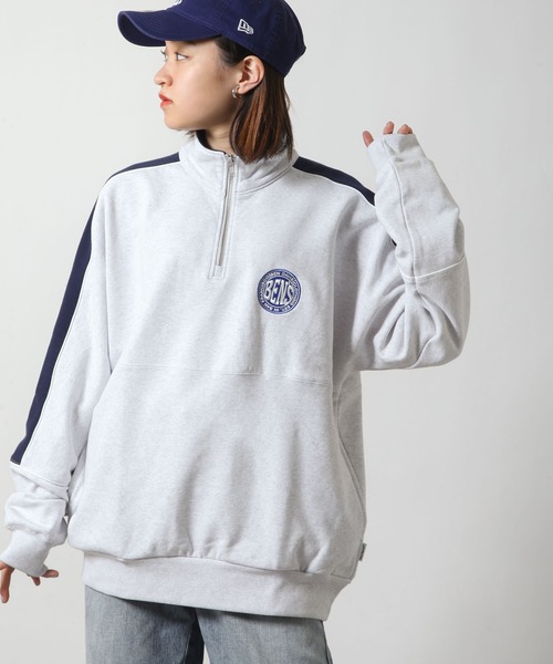 BEN DAVIS（ベンデイビス）の「【BEN DAVIS】 BD TRAINERS TOP / ハーフジップ 裏毛 スウェット（スウェット・メンズ・オートミール/オリーブ/ネイビー/ブラック・MEDIUM/LARGE/X-LARGE）」の6枚目の写真