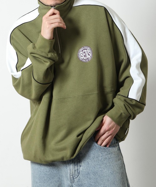 BEN DAVIS（ベンデイビス）の「【BEN DAVIS】 BD TRAINERS TOP / ハーフジップ 裏毛 スウェット（スウェット・メンズ・オートミール/オリーブ/ネイビー/ブラック・MEDIUM/LARGE/X-LARGE）」の7枚目の写真