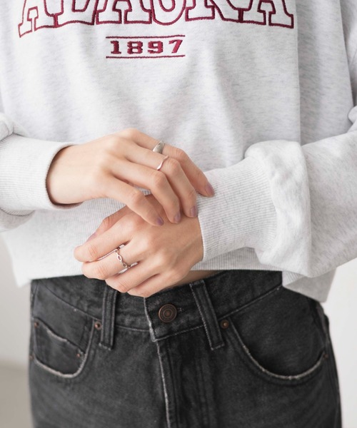 WEGO（ウィゴー）の「WEGO/Vネックラインリブショートスウェット（スウェット・レディース・ブルー/杢グレー/オフホワイト・FREE）」の9枚目の写真