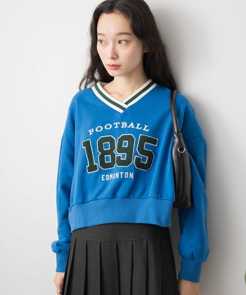 WEGO（ウィゴー）の「WEGO/Vネックラインリブショートスウェット（スウェット・レディース・ブルー/杢グレー/オフホワイト・FREE）」の15枚目の写真