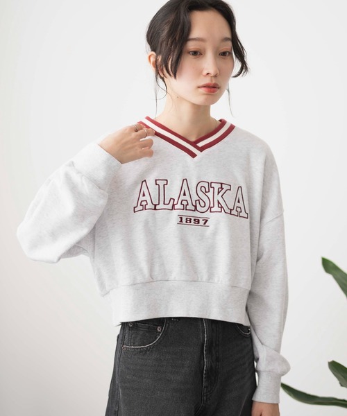 WEGO（ウィゴー）の「WEGO/Vネックラインリブショートスウェット（スウェット・レディース・ブルー/杢グレー/オフホワイト・FREE）」の10枚目の写真