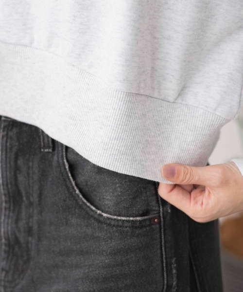 WEGO（ウィゴー）の「WEGO/Vネックラインリブショートスウェット（スウェット・レディース・ブルー/杢グレー/オフホワイト・FREE）」の8枚目の写真