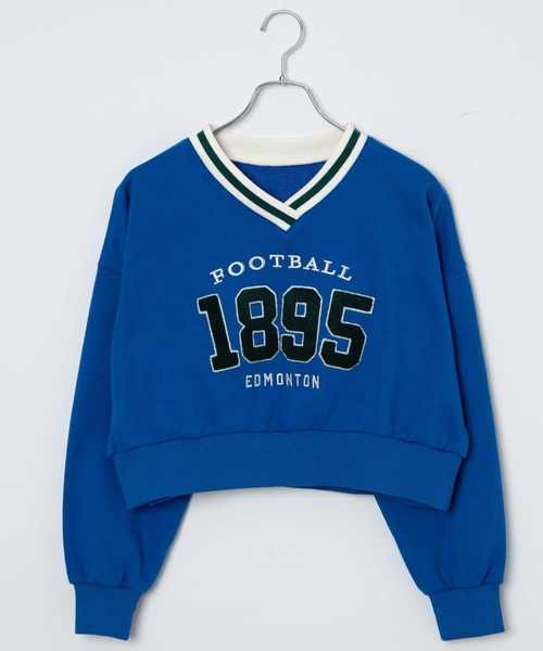 WEGO（ウィゴー）の「WEGO/Vネックラインリブショートスウェット（スウェット・レディース・ブルー/杢グレー/オフホワイト・FREE）」の17枚目の写真