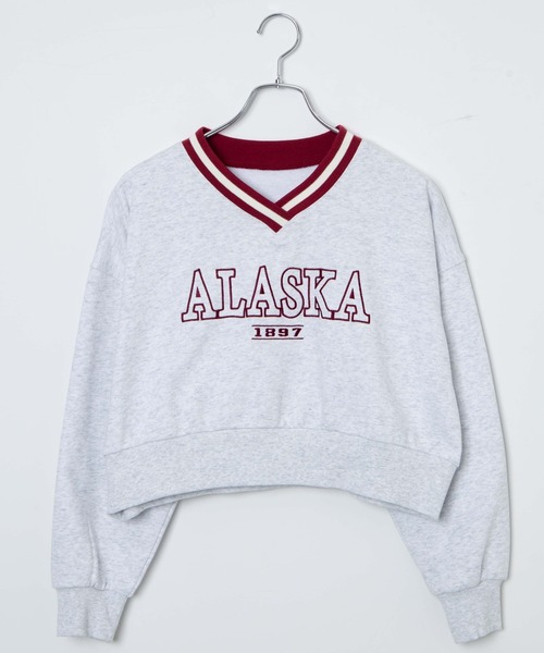 WEGO（ウィゴー）の「WEGO/Vネックラインリブショートスウェット（スウェット・レディース・ブルー/杢グレー/オフホワイト・FREE）」の19枚目の写真