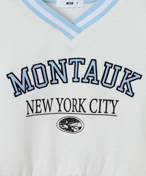 WEGO（ウィゴー）の「WEGO/Vネックラインリブショートスウェット（スウェット・レディース・ブルー/杢グレー/オフホワイト・FREE）」の4枚目の写真