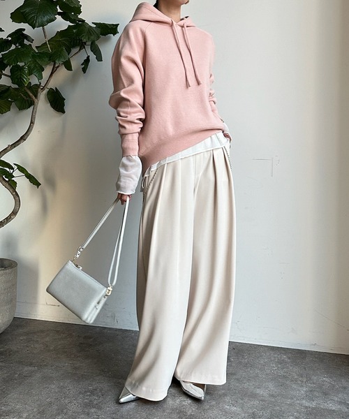 DouDou（ドゥドゥ）の「ニットパーカー（パーカー・レディース・オフホワイト/グレー/ピンク・FREE）」の16枚目の写真