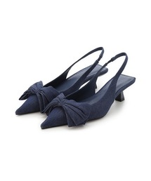 リボンモチーフスリングバッグパンプス