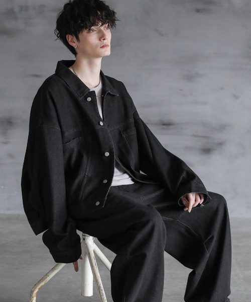 ASTRONOMY（アストロノミー）の「【セットアップ 2点セット】デニムトラッカージャケット+ワイドバギーオーバーパンツ（セットアップ・メンズ・ブラック/ブルー/グレー・L/M/S/XL）」の10枚目の写真