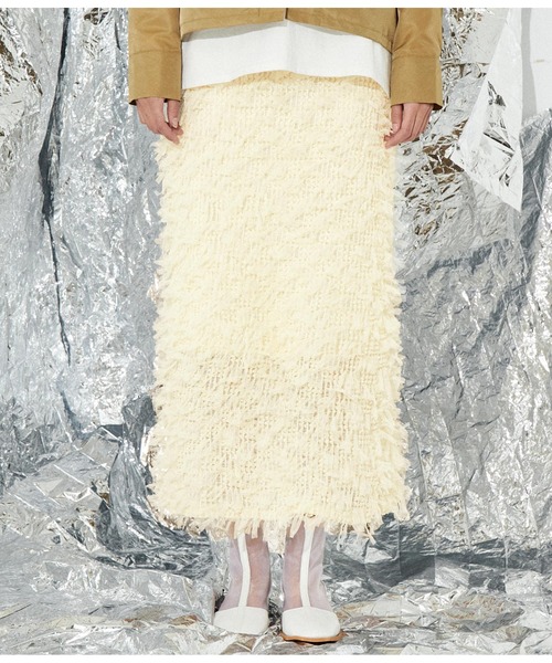 Settimissimo（セッティミッシモ）の「チュール フリンジ ジャガード ナロースカート タイトスカート（スカート・レディース・アイボリー/ブラック・M）」の13枚目の写真
