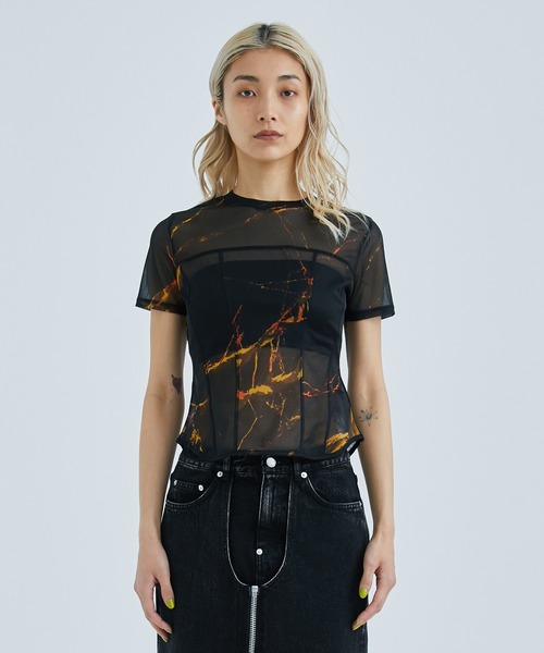 JOHN LAWRENCE SULLIVAN（ジョンローレンスサリバン）の「【JOHN LAWRENCE SULLIVAN/ジョンローレンスサリバン】ALLオーバープリントシースルービスチェTEE（Tシャツ/カットソー・レディース・ブラック・FREE）」の8枚目の写真