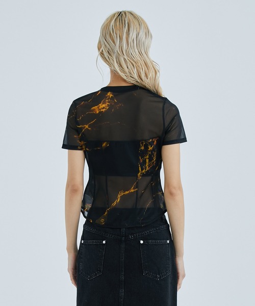 JOHN LAWRENCE SULLIVAN（ジョンローレンスサリバン）の「【JOHN LAWRENCE SULLIVAN/ジョンローレンスサリバン】ALLオーバープリントシースルービスチェTEE（Tシャツ/カットソー・レディース・ブラック・FREE）」の6枚目の写真