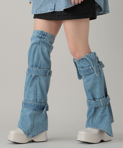 FOREVER 21（フォーエバー トゥエンティーワン）の「デニムレッグウォーマー（レッグウォーマー・レディース・ブルー・FREE）」の3枚目の写真