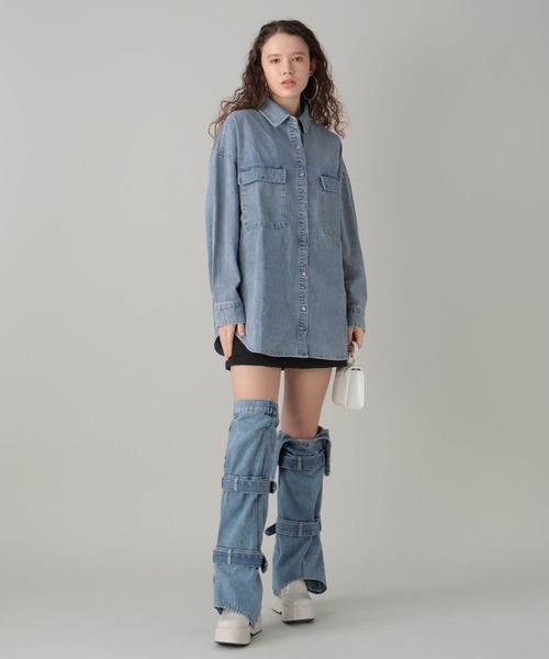 FOREVER 21（フォーエバー トゥエンティーワン）の「デニムレッグウォーマー（レッグウォーマー・レディース・ブルー・FREE）」の4枚目の写真